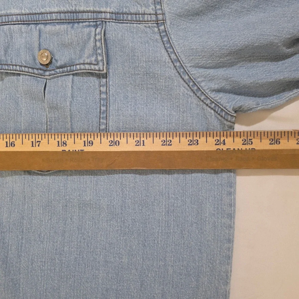 Levis SilverTab Denim Shirt Mens L Blue Light Wash Long Sleeve Button Up Vintage